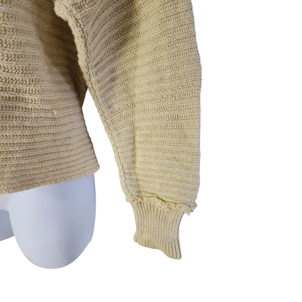 Free People Marlie Pullover Oversized Cropped Women's Beige Knit Sweater XS - Picture 6 of 11